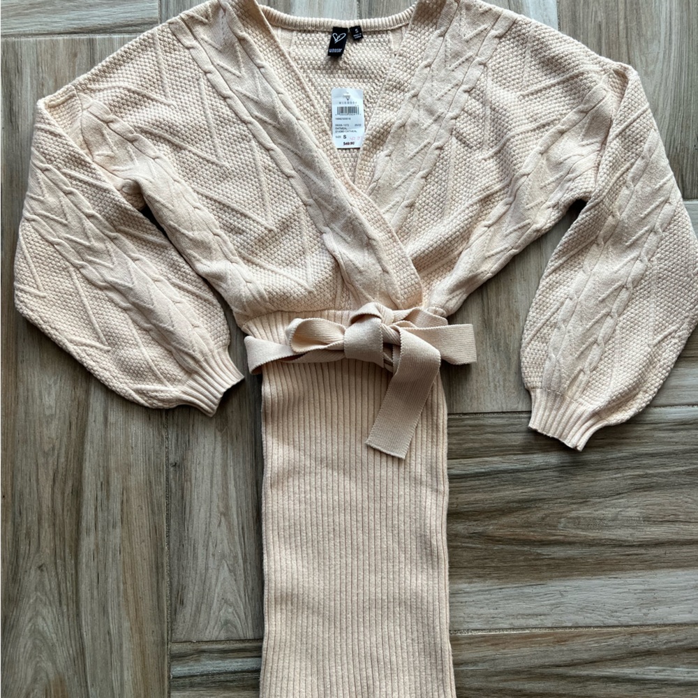 Windsor Cable Knit Sweater Dress - Oatmeal